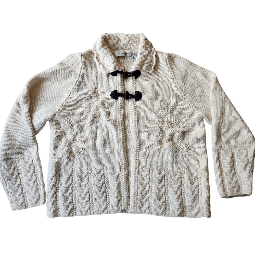 Vintage Y2K Marisa Christina Wool Blend Christmas Chinky Knit Cardigan Sz L